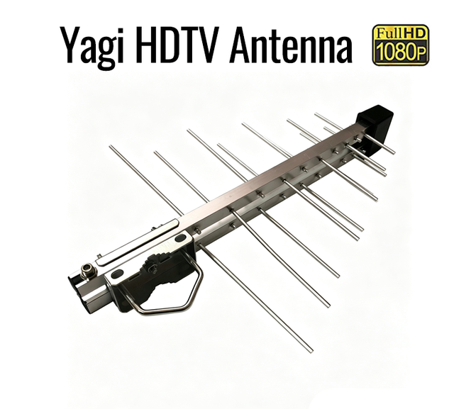 Outdoor 1080P Yagi TV Antenna ATSC DVB-T2 HDTV Antenna for Local Free Channels Long Range Directional Digital TV Antenna