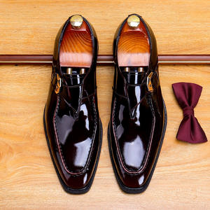 Zapatos Formales de Negocios con Cordones de Cuero para Hombre, Punta Cuadrada, Ligeros, Antideslizantes, Transpirables, Parte Superior de Piel Vacuna Brillante, Otoño, Oficina - Product Image 2