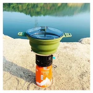 Silicone Camping Cook Pot Frontier Ultralight Collapsible Pot And Dinnerware Set Kettle Cook Set With Cup Bowl