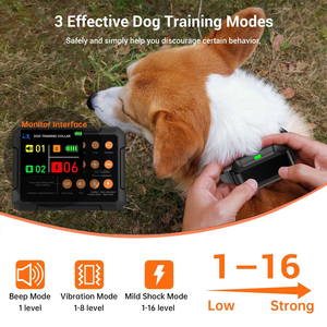 Nouveau <span class=keywords><strong>collier</strong></span> d'entraînement de clôture électrique sans fil de produit breveté avec clôture de limite de <span class=keywords><strong>chien</strong></span> sûre rechargeable portable à distance 3-en-1 - Product Image 5
