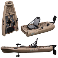 Kayak de pêche pliable en plastique Pro Angler 3M 2 pièces pour 1 personne avec siège en aluminium et système de propulsion à pédales