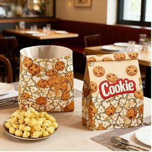 Sac d'emballage alimentaire en papier kraft avec logo personnalisé, fenêtre transparente, fermeture à lien métallique, pour biscuits, pop-corn, pain, format vertical - Product Image 4