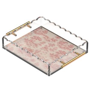 Khay trưng bày <span class=keywords><strong>acrylic</strong></span> đúc nổi viền răng cưa có nam châm, tay cầm màu đồng, cắt tỉa, trong suốt, dùng để sắp xếp đồ đạc trên bàn trang điểm - Product Image 6