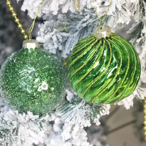 Adornos de bola de cristal soplado de 8 cm personalizados, adornos artesanales para árboles de Navidad
