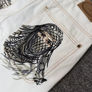 Vêtements de créateur DER White Masked Goddess, pantalon en coton brodé, streetwear pour hommes, <span class=keywords><strong>jeans</strong></span> Derschutze - Product Image 2