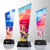 Trophée en résine de cristal en forme de cheval créatif, médaille personnalisée, récompenses de compétition pour réunion annuelle, employé exceptionnel, équipe éblouissante