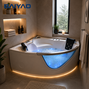 Hot Design Corner Yacusi Baignoire intérieure 2 personas Baignoire avec pompe en verre Jacuzzier et bains vérifiés - Product Image 4
