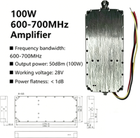 Amplificateurs de puissance RF 100W 600-700MHz, amplificateur GAN 50dBm 100W 600MHz 0.6GHz 0.7GHz, flatness de puissance <1dB, module PA sans fil 100W