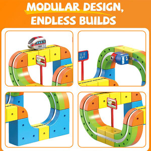 2026 Wholesale 3d Cube Diy Car Assembly Building Toy Race <strong>Magic</strong> Track Electric Train Monorail <strong>Set</strong> Stem Educational Toys for Boy - Product Image 2