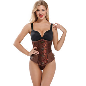 Women's Bustier Waist Cincher Steel Bones Corset Body Shapers Girdles <strong>Cleavage</strong> Gothic Steampunk Underbust Vest Tank <strong>Top</strong> - Product Image 3