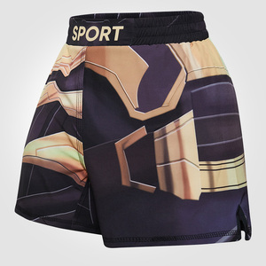 Short MMA pour enfants imprimé en 3D en gros-Vêtements de sport inspirés de Cody Lundin-Short de combat <span class=keywords><strong>noir</strong></span> personnalisé - Product Image 3