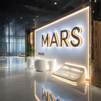 Enseigne commerciale personnalisée avec lettres lumineuses Grande enseigne en lettres 3D Enseigne en métal en acier inoxydable doré rétroéclairée pour salon d'affaires en intérieur