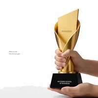 Trofeo Conmemorativo Personalizado de Alta Gama para Empresas, Trofeo de Resina Chapado en Oro para Premiar a Empleados Destacados