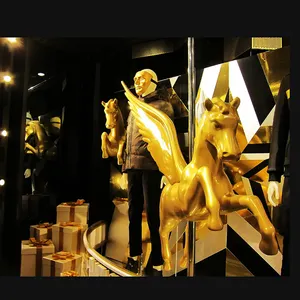 Fashion Fiberglass Pegasus Sculpture for brand window display Custom FRP Horse Visual Display props