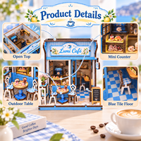 Kit de maison miniature en bois DIY, café, puzzle 3D à assembler, modèle de maison de poupée Lumi Cafe, jouet de construction, décoration de la maison, cadeau