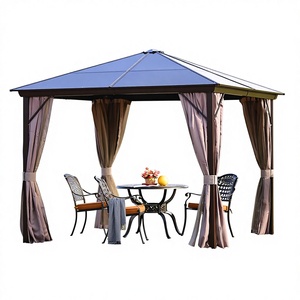 Gazebo <span class=keywords><strong>in</strong></span> <span class=keywords><strong>Ferro</strong></span> <span class=keywords><strong>Battuto</strong></span> Stile Europeo per Cortile Esterno, Terrazza di Villa, Tetto Singolo Mobile Antivento - Product Image 1