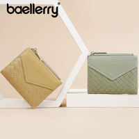 Baellerry dompet pendek wanita, versi Korea ritsleting merah tas kartu dompet koin
