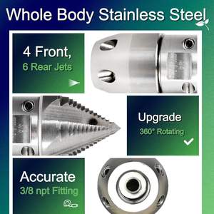 Boquilla de Limpieza de Alcantarillado Nueva de 3/8 Npt, 2900 PSI, 70 L/min, Lavadora a Presión de Acero Inoxidable, Rotación Rápida, <span class=keywords><strong>para</strong></span> Tuberías de Drenaje Municipales - Product Image 5