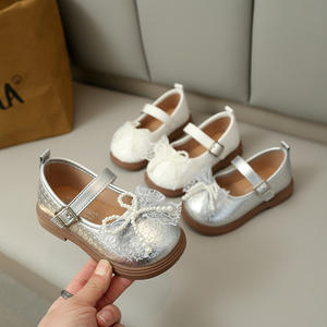 Chaussures élégantes pour filles, enfants, printemps, automne, en dentelle, avec nœud papillon, style Mary Jane, en cuir PU, semelle souple, chaussures habillées formelles - Product Image 1