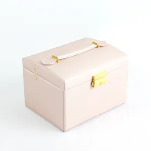 최고 품질의 고급 보석 상자 3 층 서랍 열쇠 잠금 날개 가죽 보석 반지 주최자 케이스 보관 선물