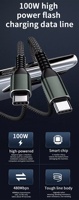 Cable Magnético USB-C a Micro-USB HNT de 100W, 2M, 5A, con Trenzado de Nailon, Carga Rápida PD, Ecológico, Conductor de Cobre Puro