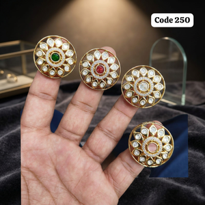 Designer Kundan Polki Finger <b>Ring</b> for Women Gold Plated <b>Adjustable</b> Statement Cocktail <b>Ring</b> Wedding Party Wear Wholesale Jewelry - Product Image 2