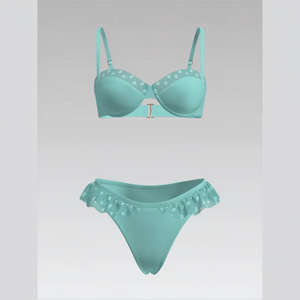 Impresionante y Atractivo Conjunto de Bikini de Dos Piezas con Bordado Floral Personalizado, con Aros y Tanga, para Amantes del Sol en Resorts de Playa - Product Image 1