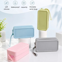 Sac de rangement en silicone grande capacité, pochette de rangement portable pour cosmétiques, porte-monnaie en silicone pour écouteurs