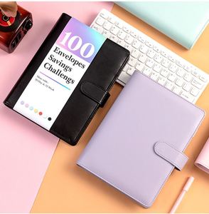 Organisateur de budget portable A6 A5 en cuir PU Macaron, avec anneaux, pour carnet, planificateur et enveloppes de trésorerie - Product Image 2
