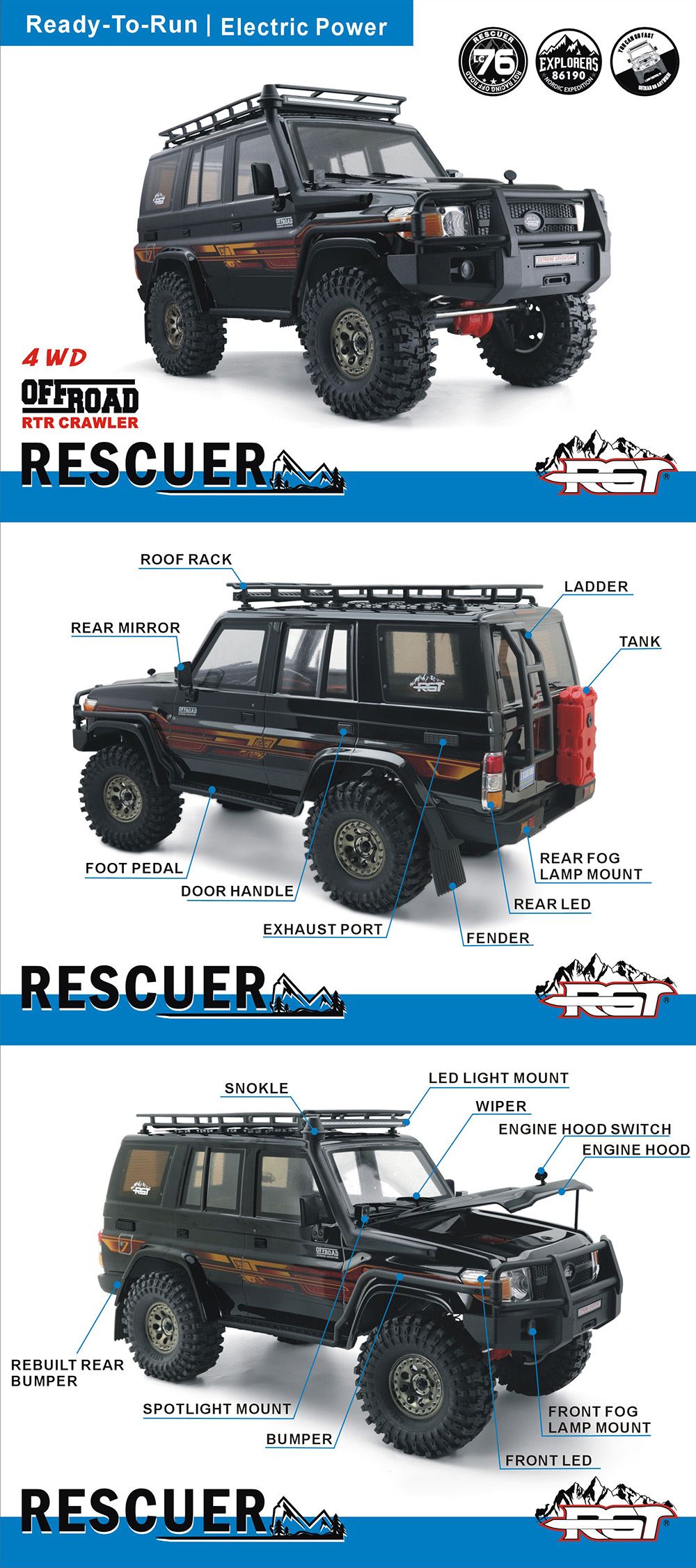 RGT EX86190 - 1/10 RC Electric Remote Control 4WD Model Car