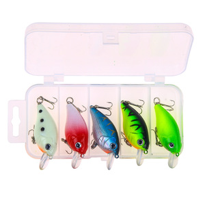 Set de 5 señuelos de pesca de superficie tipo crankbait de plástico para pesca en roca, dorados, para océano y playa - Product Image 5