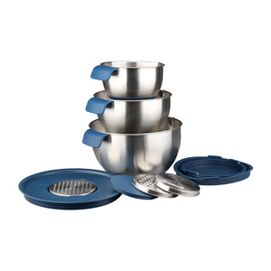 Juego de Tazones Profesionales para Mezclar con Ralladores Intercambiables, Tazones Metálicos Apilables con Asas de Silicona y Tapas - Product Image 3