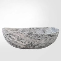 Baignoire autoportante moderne en marbre Arabescato blanc-gris naturel, idéale pour villa – Meilleures ventes