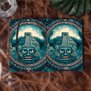 Cahier A6 fait main Design vintage fermeture à cravate 80 feuilles de papier épais cadeau parfait pour les membres du club de lecture avec <span class=keywords><strong>Pyrami</strong></span> aztèque - Product Image 6