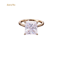 Bague en Moissanite taille princesse pour femme, en argent sterling S925, options de pierres de 1 à 5 carats, plaqué or 18 carats, sertissage griffe, bijoux personnalisés
