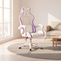 Chaise de bureau pivotante confortable pour fille, couleur violette, avec fonction de levage et d'inclinaison, chaise de jeu avec repose-pieds