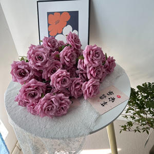 <span class=keywords><strong>Rosas</strong></span> Artificiales de Diamante con 3 Cabezas, <span class=keywords><strong>Rosas</strong></span> de Tacto Real, Decoración para Salón de Bodas, Pared de Flores, Cascada, Materiales Florales - Product Image 2