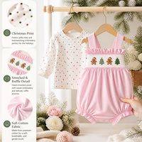 Ensemble de vêtements pour bébé fille Puresun Pink Christmas, broderie de bonhomme en pain d'épices, à pois, manches longues, tenue de fête boutique
