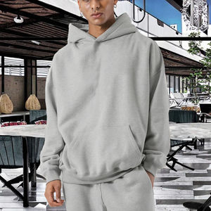 Sudadera con capucha de peso pesado de 100% algodón para hombre personalizada de fábrica, estilo callejero con forro de otoño, informal, de gran tamaño y patrón sólido - Product Image 2