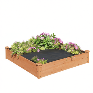 Bac à légumes surélevé en bois de sapin avec doublure en tissu non tissé pour jardinage extérieur 4 pi x 4 pi - Product Image 1