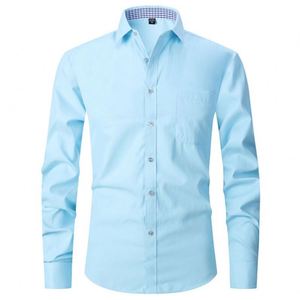 Design High Quality Polyester Buttons <b>Shirt</b> Fashion Long Sleeve Customized Wholesale L00 % Cotton Leisure Leather - Product Image 5