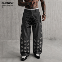Pantalones de chándal holgados con cordón de 1000G, 500G, 350G, vaqueros de mezclilla japonesa selvedge, vaqueros holgados al por mayor para mujer y hombre