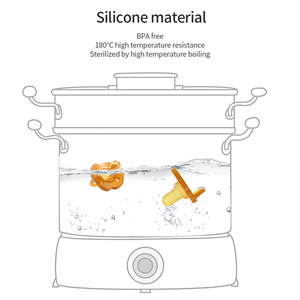Chupetes de Silicona Libres de BPA para Recién Nacidos, Diseño de Boca Plana con Patrón de Corazón, <span class=keywords><strong>Cadena</strong></span> de Seguridad Anticaídas, Tetina Suave y Cómoda, 0-12 Meses - Product Image 5