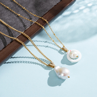 Collier pendentif en forme de coquille de perle baroque unique avec chaîne satellite en acier inoxydable plaqué or 18K PVD Bingxin, bijoux pour femmes