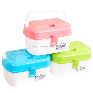 Family Mini Tools Pp Food Safe Material Plastic Medicine Storage Container With Handle Plastic First Aid Container
