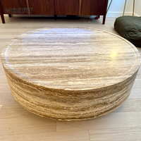 Table basse ronde en chêne de style campagnard américain WBERT Furniture - Meubles pour salon, salle à manger, chambre à coucher Mulholland