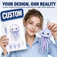 Porte-clés mascotte méduse en peluche personnalisé, faible MOQ, commande personnalisée, service d'échantillonnage rapide, logo brodé, cadeau promotionnel personnalisé