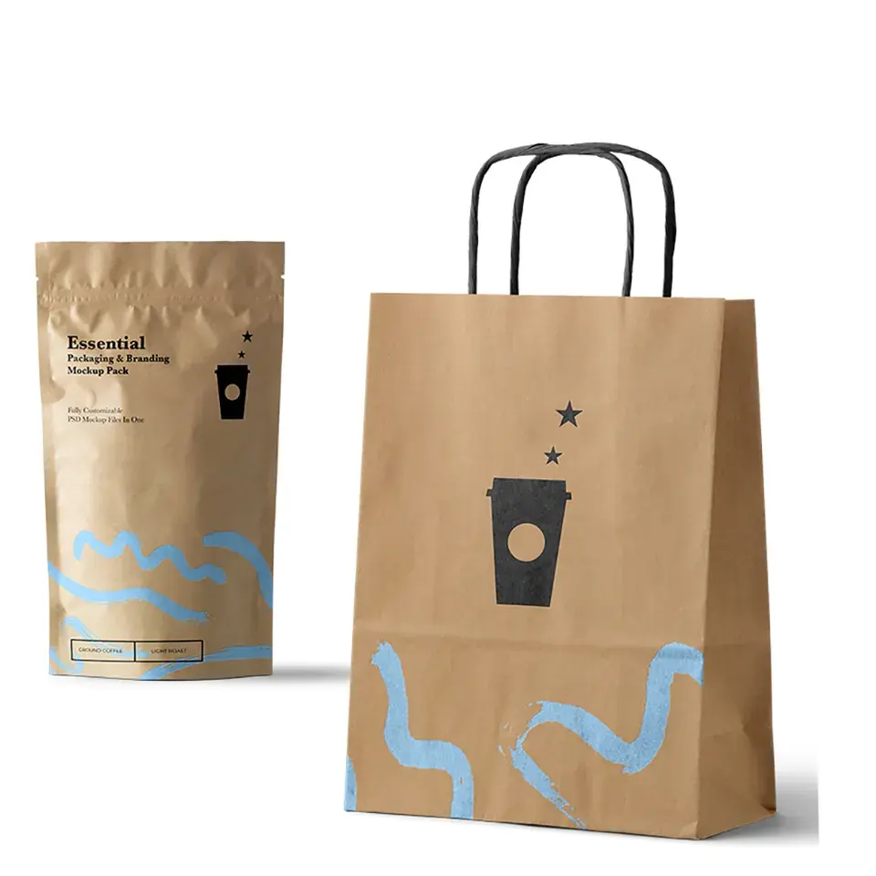 コーヒーカップ紙袋コーヒー豆密封袋プレーンブラウンクラフト食料品紙袋スーパーマーケット用
