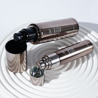 Pulvérisateur de brume cosmétique de luxe en PET avec impression sérigraphique, garniture métallique électroplaquée, pompe de pulvérisation, capacité 50ml/100ml