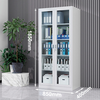 Armoire de rangement de bureau en métal verrouillable avec porte en verre haute Homniture pour livres et documents